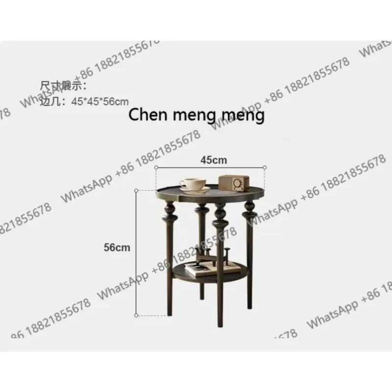 

Боковой круглый журнальный столик из красного дуба в стиле ретро для средневековой гостиной, дизайнерский креативный маленький кофейный столик