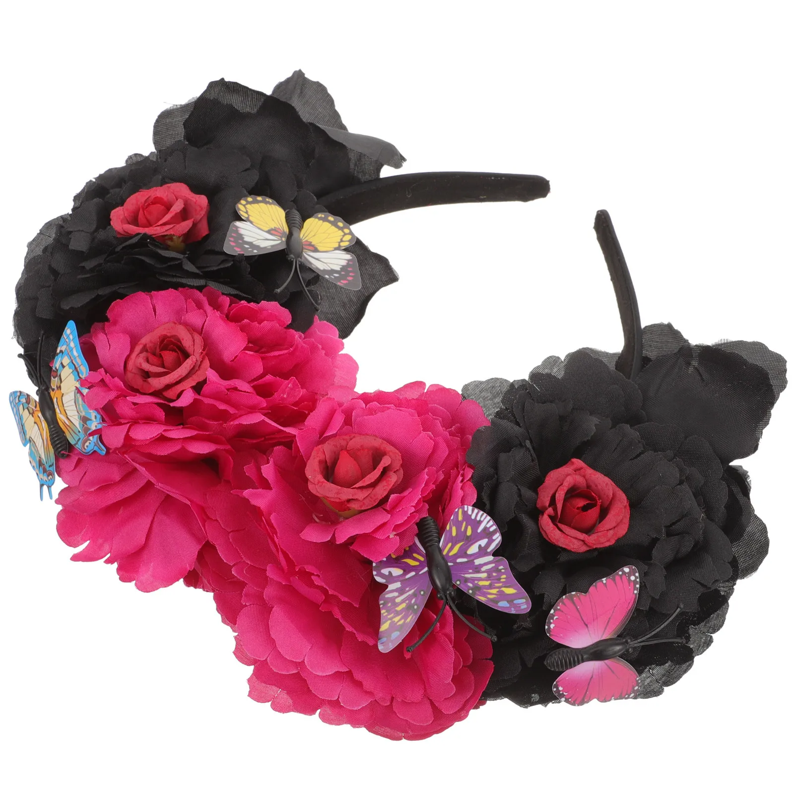 

Повязка на голову с бабочкой и большими цветами, легкий удобный обруч для волос на Хэллоуин, вечерние повязки для волос с цветком для косплея