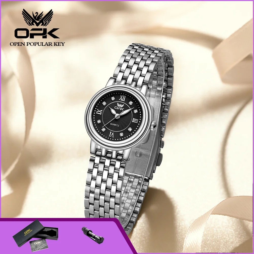OPK 6005 Fashion Luxury Ladies Watch Luminous Waterproof Steel Strap Top Brand Quartz Women's Diamond Wristwatch