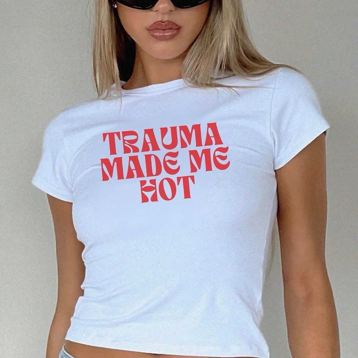 

Aesthetic Top Trashy Aesthetic Short Sleeve Tees Emo Girl Streetwear Women Gothic Clothes Y2k Style Crop Tops Summer Grunge T sh