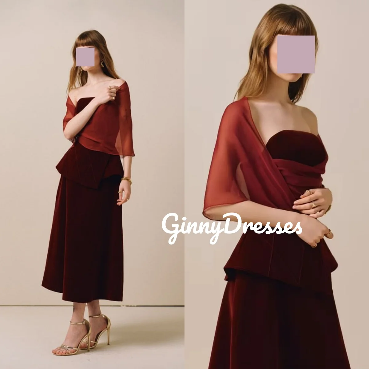 

Dubai Customize Luxury Evening Dresses A-Line Strapless Ankle-Length Wedding Party Dress Cap Straps Dresses For Special Events