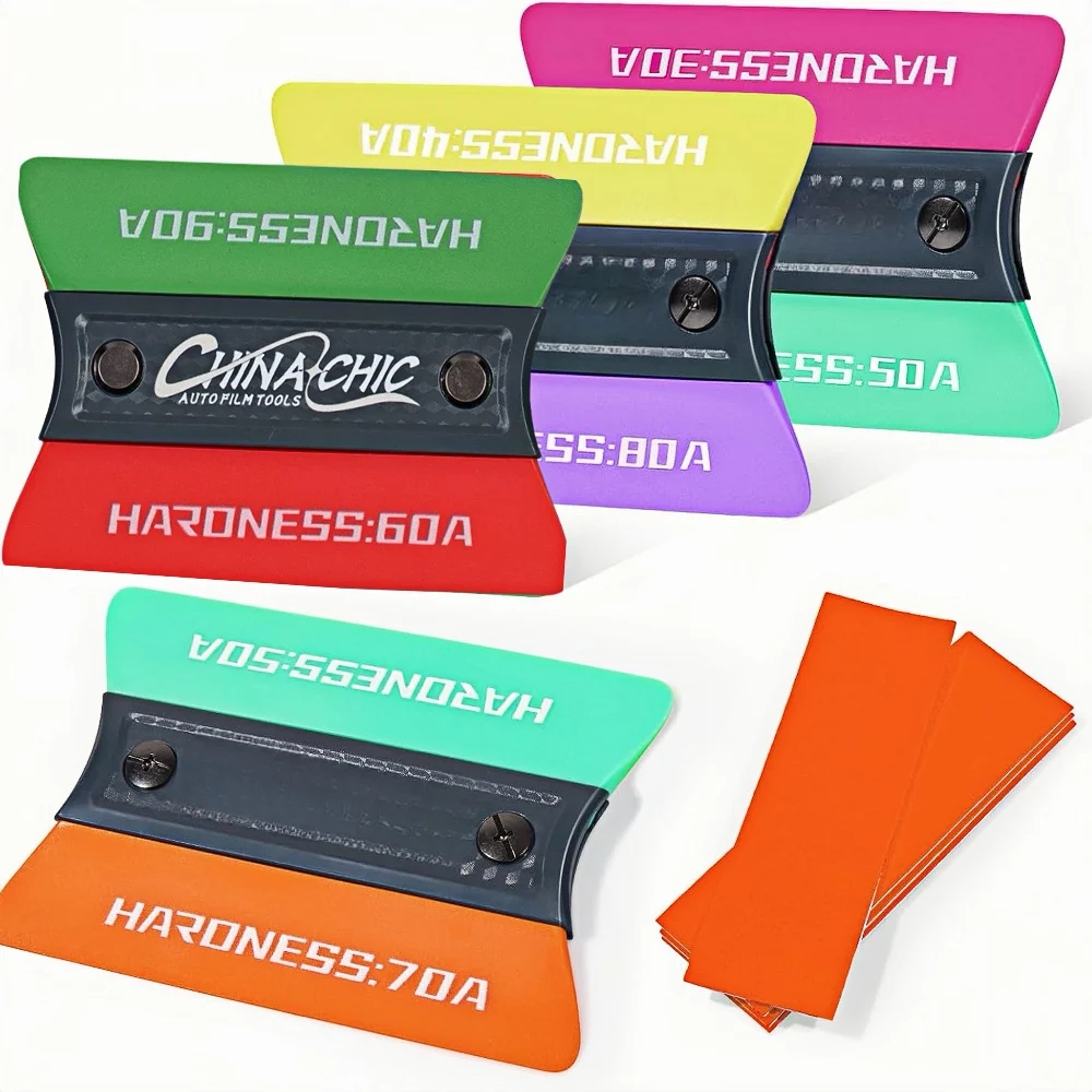 Car Wrap Tint Magnet Squeegee 7 Hardness Vinyl Decal Smoothing Scraper for Car Wrapping PPF Paint Protection Film Installation