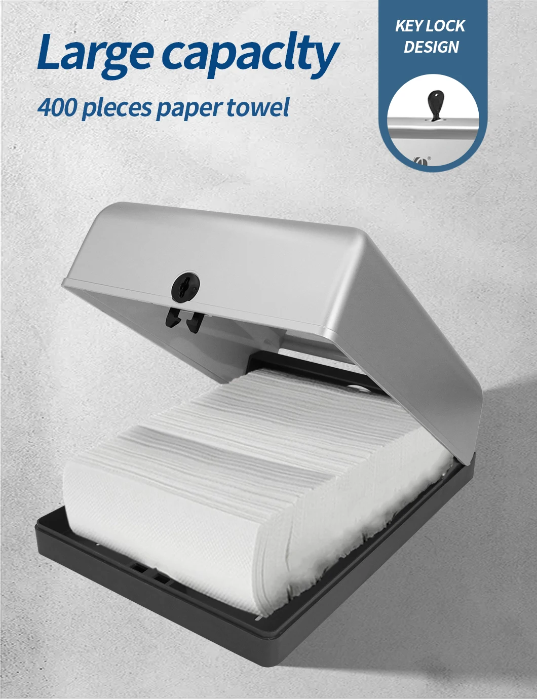 Imagem -06 - Multifold Paper Towel Dispenser Dispensador de Toalha de Mão Bloqueável Slim Toilet Paper Holder Box para Banheiro Suporte de Cozinha Wall Mount