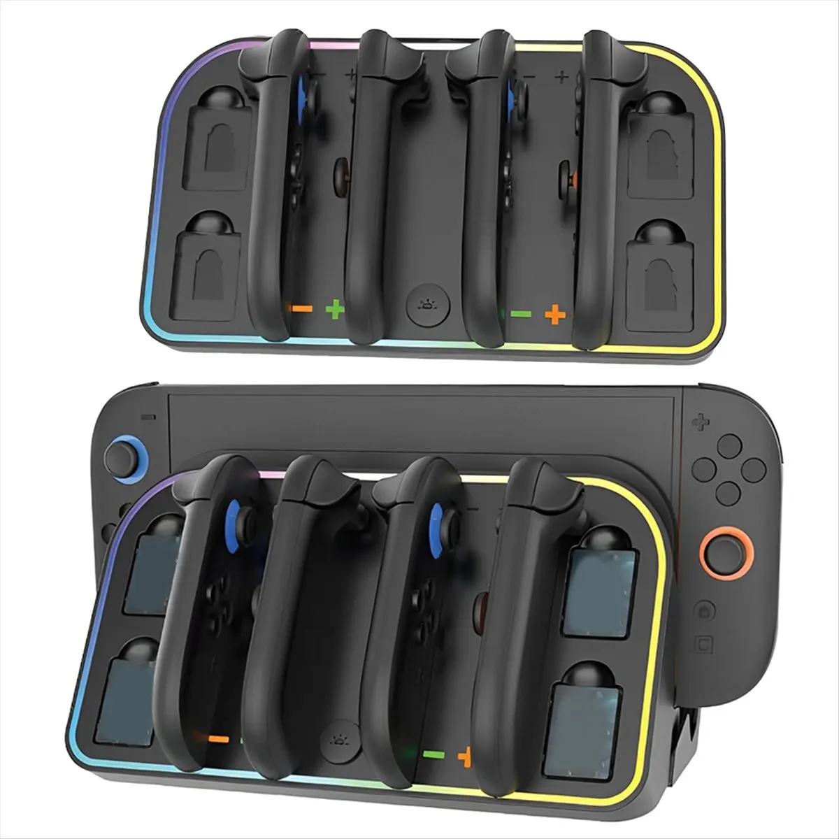 (ABDH) Base de Carga de Pared para Switch 2, Estación de Carga para Controles Joycon con 4 Ranuras para Tarjetas de Juego, para un Máximo de 4 Controles