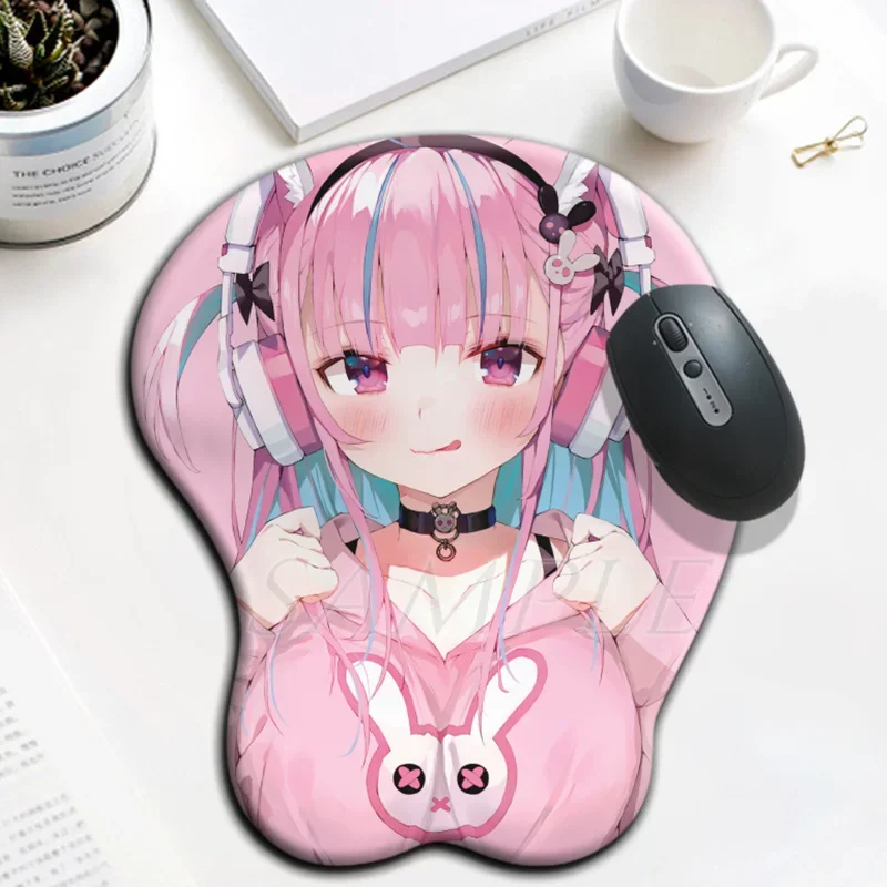 

Minato Aqua Hololive 3D Oppai Mouse Pad Kawaii Anime Gaming Mousepad with Soft Silicone Wrist Rest for Pc Gamer