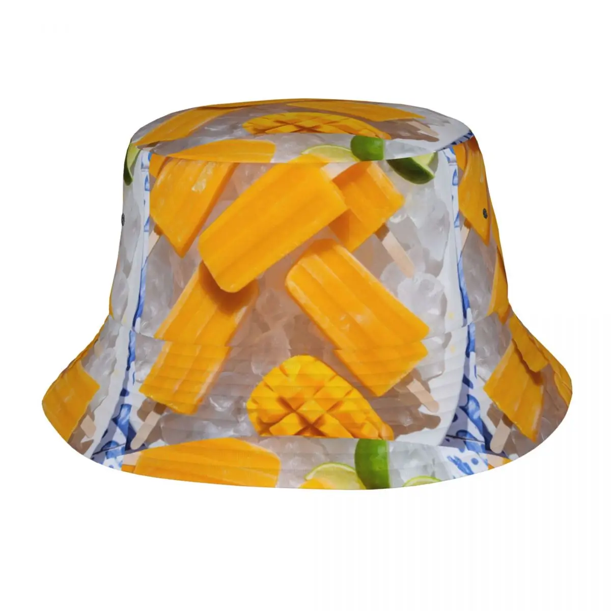 Mango Popsicles Bucket Hat For Unisex Cartoon Desgin Fisherman Hats Funny Fishing Caps Foldable Streetwear Pattern Sun Hats