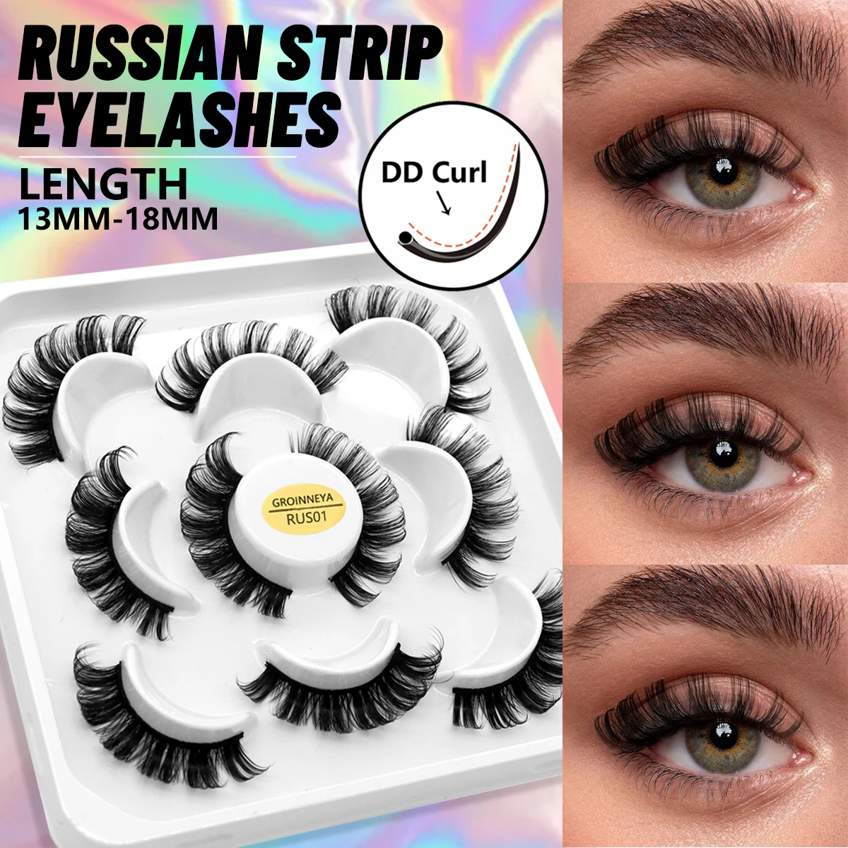 Russische Strip Lashes Dd Krul Wimpers 5 Pairs Faux Mink Wimpers 3D Mink Wimpers Herbruikbare Pluizige Valse Wimpers Russische Extensions
