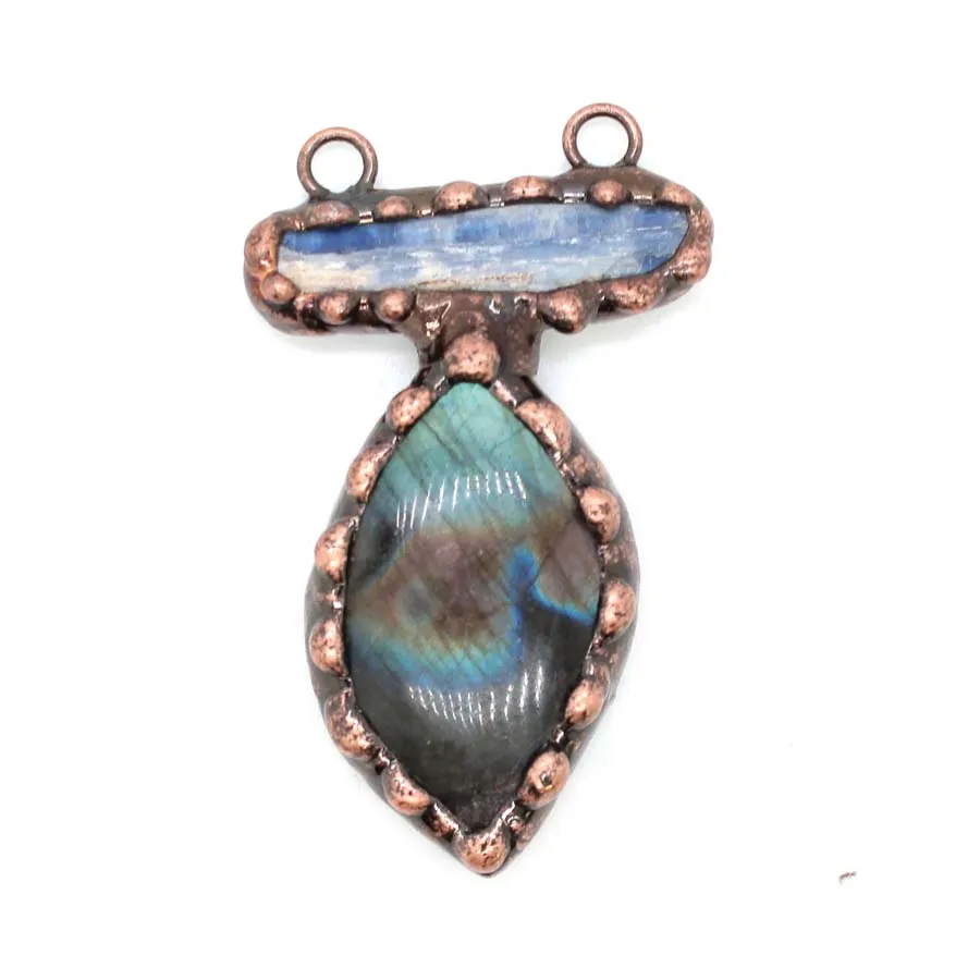 Charms Natural Irregular Labradorite Stone Pendant for Women Necklace DIY Spectrolite Blue Quartz Crystal Choice Vintage Jewelry