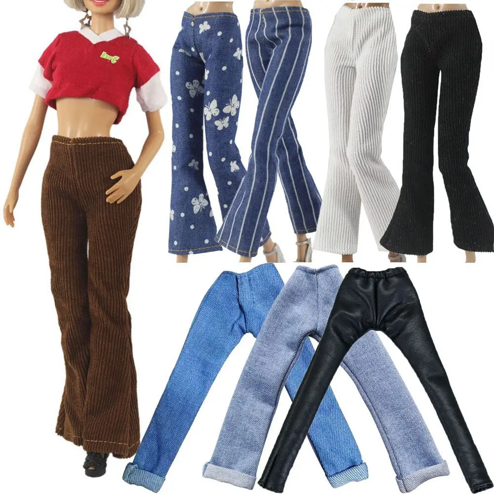 30CM Doll Pants Fashion Jeans Trousers Corduroy Flared Pants Floral Shorts Casual Wears For 1/6 BJD Dolls Accessories Kids Toys