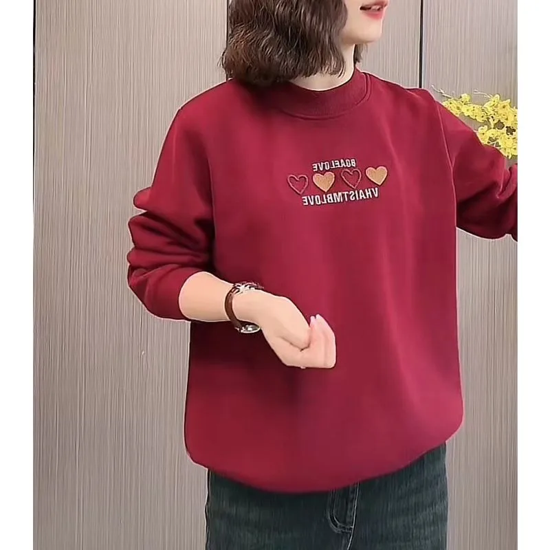 Felpa ispessita da donna in stile autunno e inverno più velluto per tenere al caldo e alla moda Top ampio casual versatile