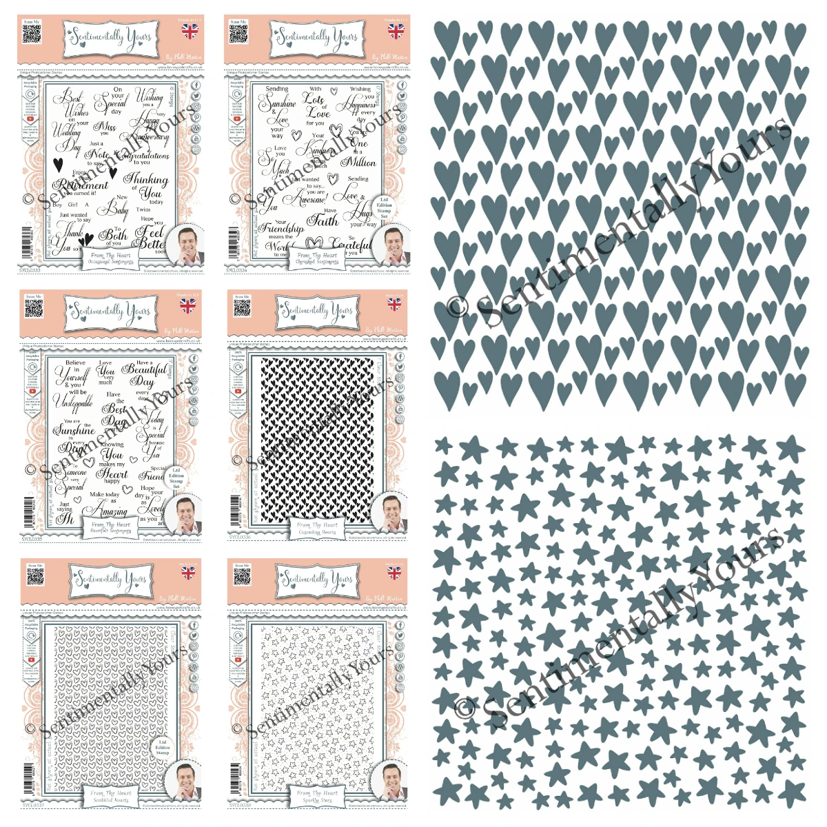 

New Scattered Hearts Stars Layering Stencils Clear Stamps Silicone Seals for DIY Scrapbooking Photo Album Paper Card Making