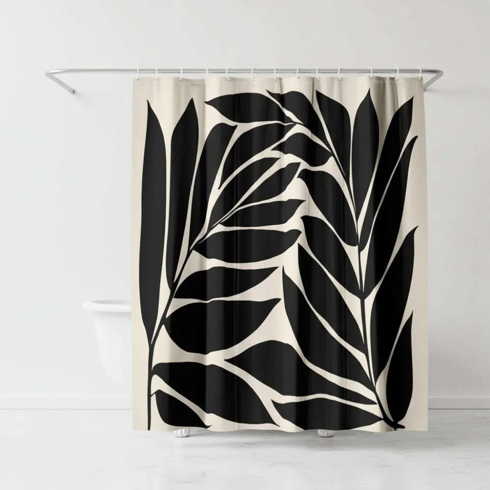

Botanical Shower Curtain 71x74 Water-Resistant with Metal Grommets & Hooks - Modern Tropical Design for Bathroom Decor