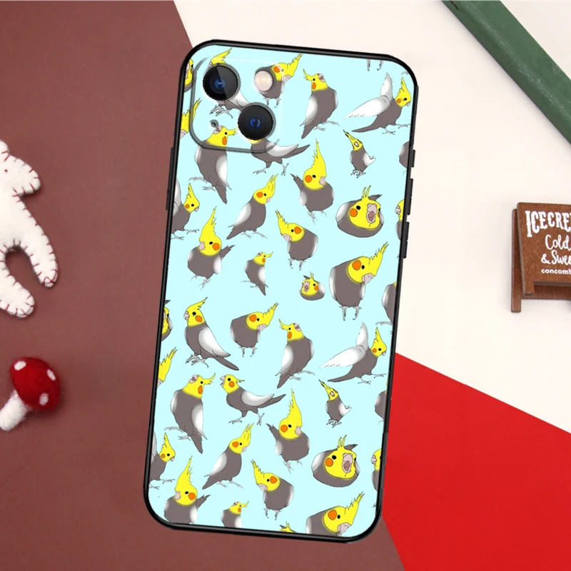 Cartoon Cockatiel Collage Phone Case For iPhone 16 15 14 13 12 11 Pro Max XS X XR 7 8 14 16 15 Plus Cover Coque