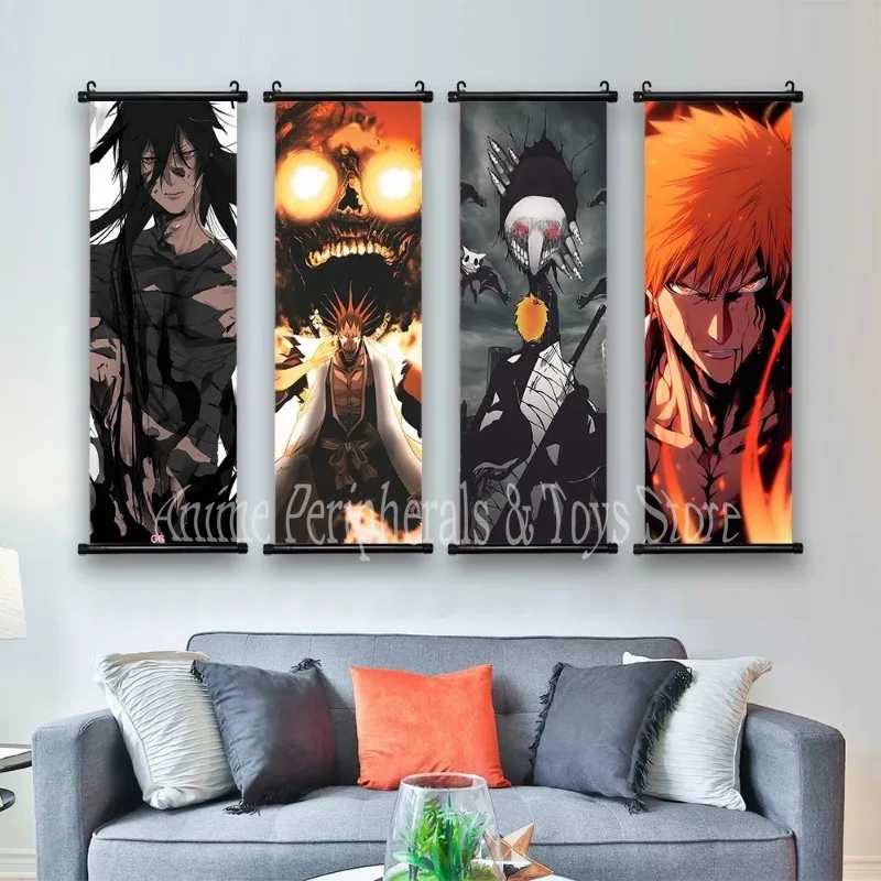 Hanging Painting Bleach Wall Artwork Kurosaki Ichigo Pictures Scroll Print Canvas Japanese Anime Poster Home Decor Living Room