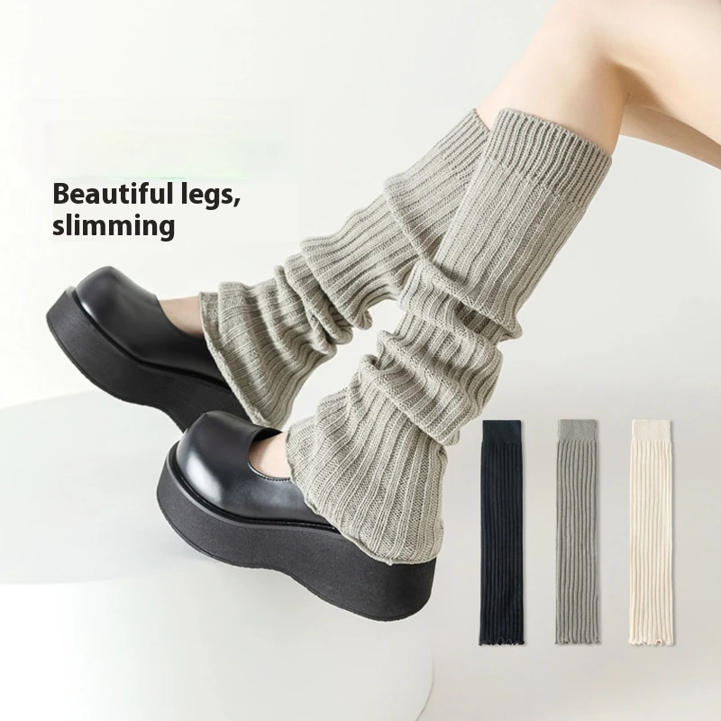 2025 الربيع لوليتا تدفئة الساق الجوارب الإناث محبوك الدافئة غطاء للقدم المرأة دفئا سيدة الخريف الكروشيه كومة كومة الجوارب الأصفاد التمهيد