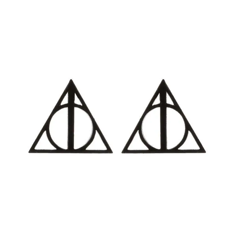 Harry Potter Earrings Movie Peripheral Toys The Deathly Hallows Triangular Earrings Women\'s Accessories Party Decoration Gifts