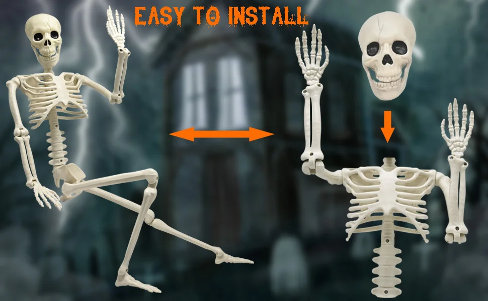 Halloween Menschliches Skelett 90CM-240CM Bewegliches Skelett Menschliches Skelett Halloween Horror Dekoration Spukhaus Horror Requisiten – Detail 1