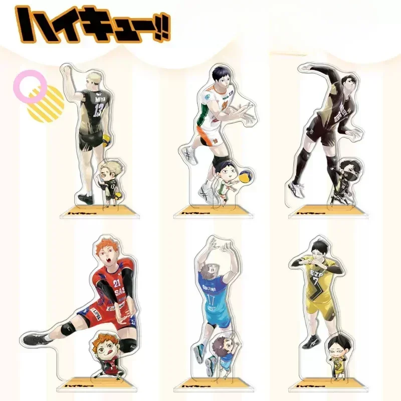 Anime Haikyu!! Double Insertion Acrylic Stand Volleyball Boys Hinata Shouyou Miya Osamu Model Desktop Plate Stand Model