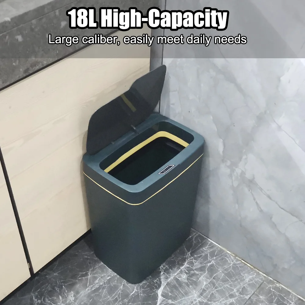 18L Automatic Bagging Smart Trash Can Garbage Bin Touchless Smart Sensor With Lid for Kitchen Bathroom Bedroom