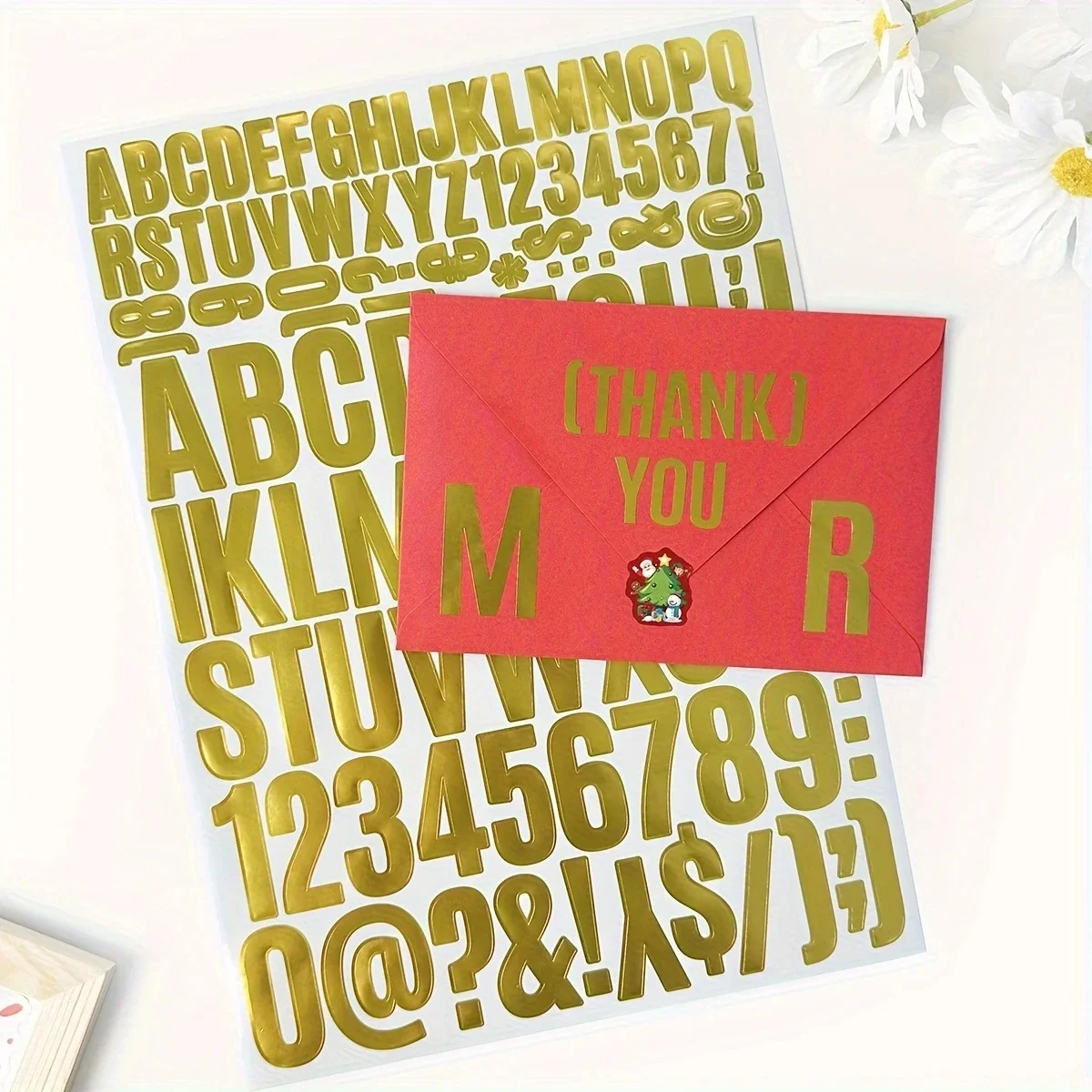 10 Sheets Elegant Gold Foil Letter Sticker, 1020 Pcs Mixed Sizes Self-Adhesive Vinyl Letters for Graduation Hat Decor.