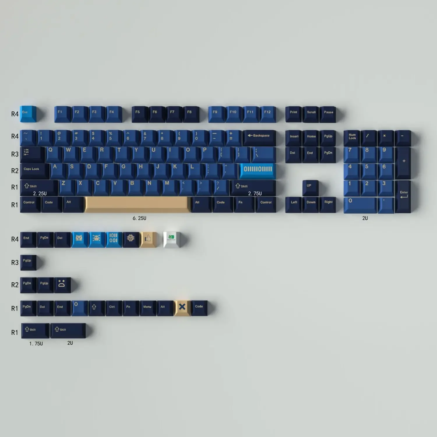 

Keycap Blue 130 Keys PBT Sublimation Cherry Original Adapted Mechanical Keyboard