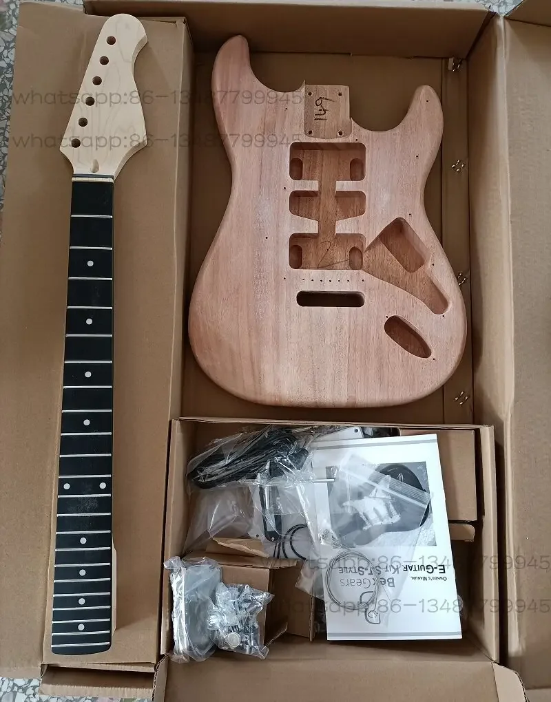 Electric Guitar Set Double Shake Guitar Assembly DIY 6 String Full Set Electric 22 Pins Student  Instrument Guitar Modification