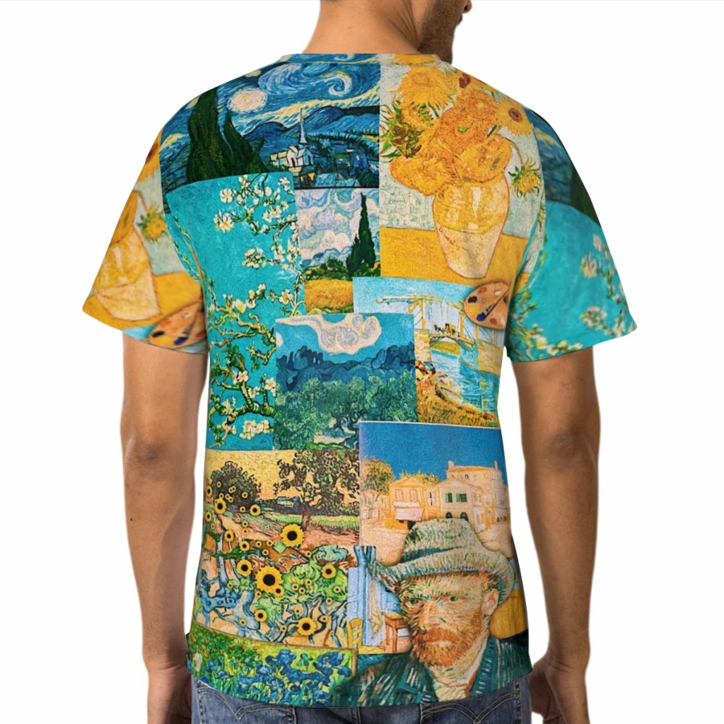 Vincent Van Gogh Art, Summer Mens T Shirts Polyester Tshirt Quick-drying Short Sleeve 3D Printed Breathable Clothes