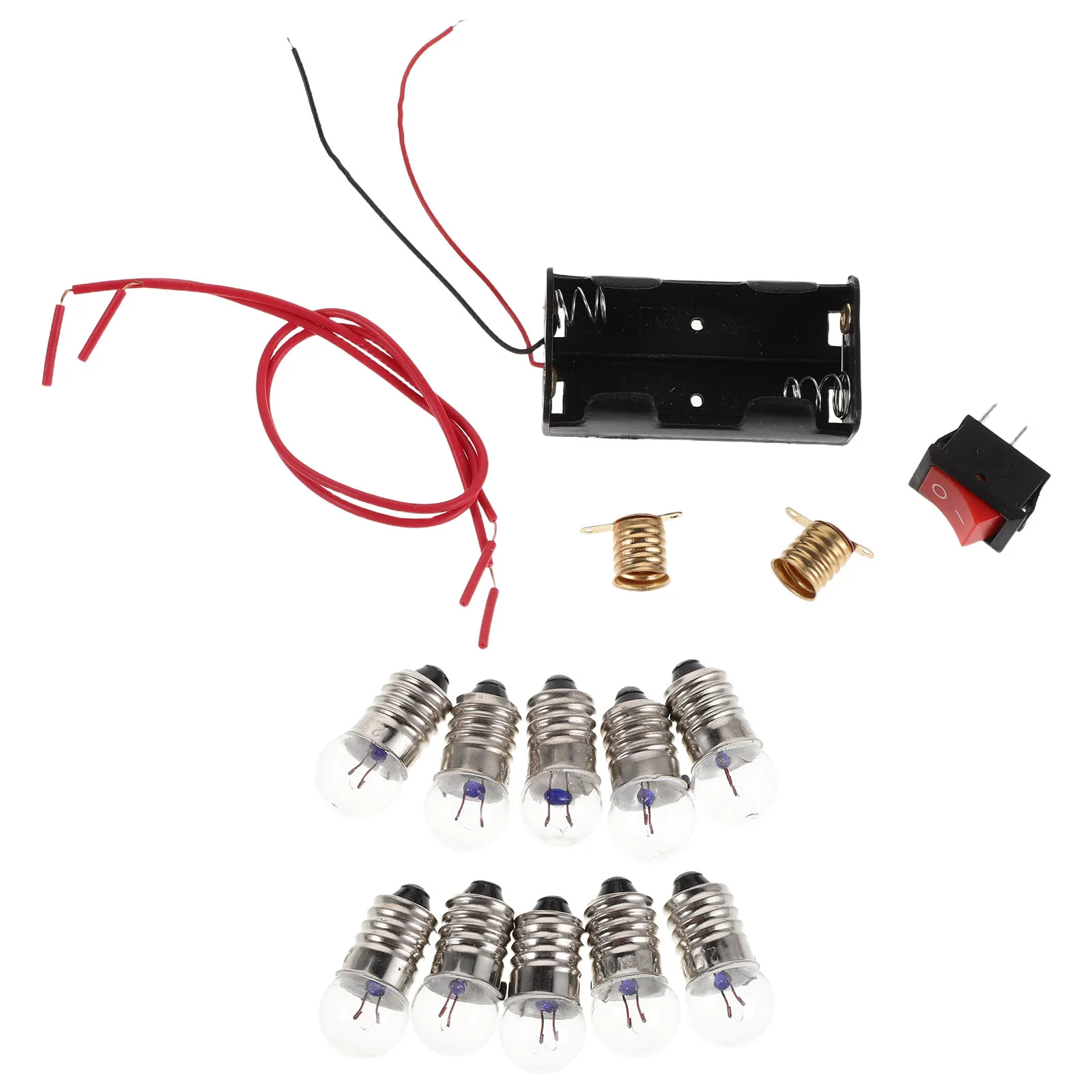 

4Sets Kids Science Electricity Circuit Kit Box Switch Small Bulbs Holder Mini Bulb Electrical Experiment Kit Educational