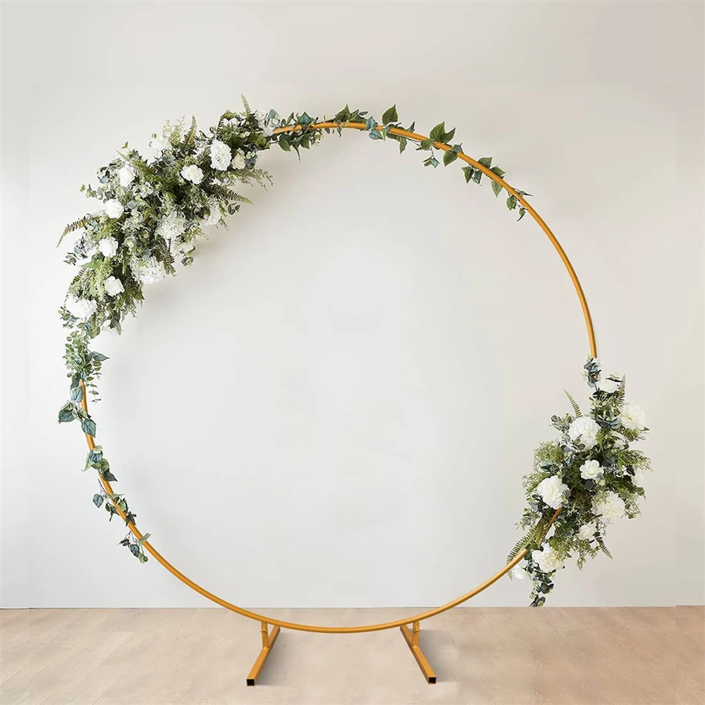 Circle Balloon Arch Frame Round Backdrop Stand Gold Metal for Wedding Party Birthday Bridal Baby Shower Graduation Decoration