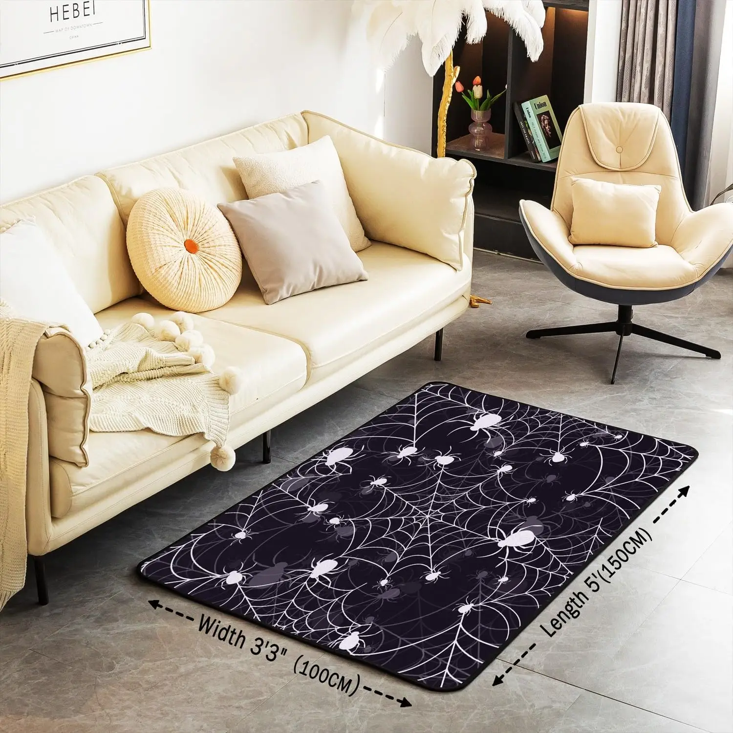 Tapetes impressos Spider Web para sala de estar, tapete de Halloween, tapete decorativo para crianças, quarto, mulheres, homens