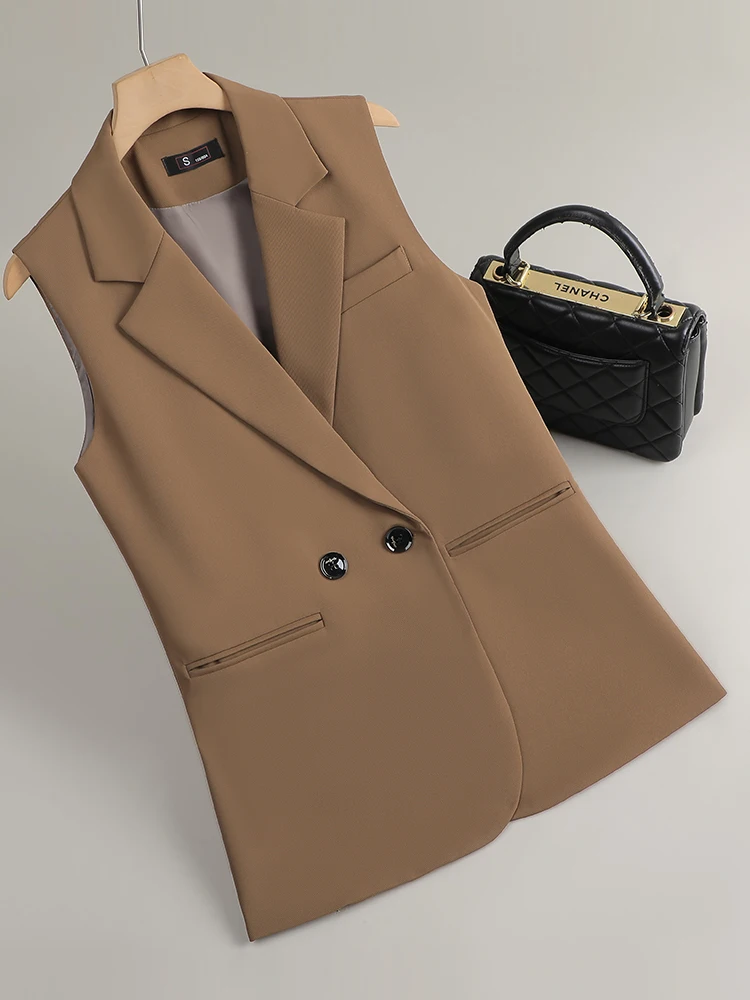 

Caramel Color Women's Vest Jacket 2026 Spring Autumn New Design Elegant Outerwear Professional Suiting Commute Style