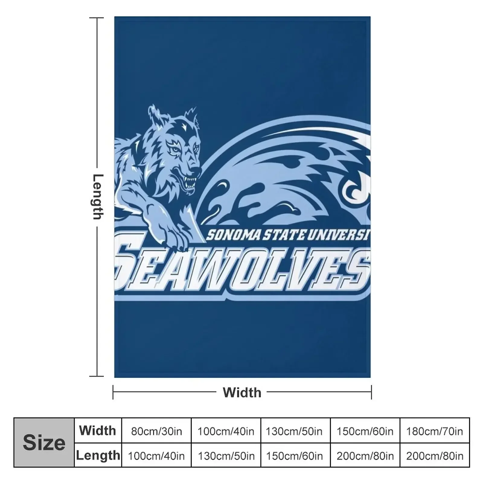 SSU The Seawolves, Sonoma State University California Throw Blanket couch cozy soft plush fuzzy picnic outdoor blanket