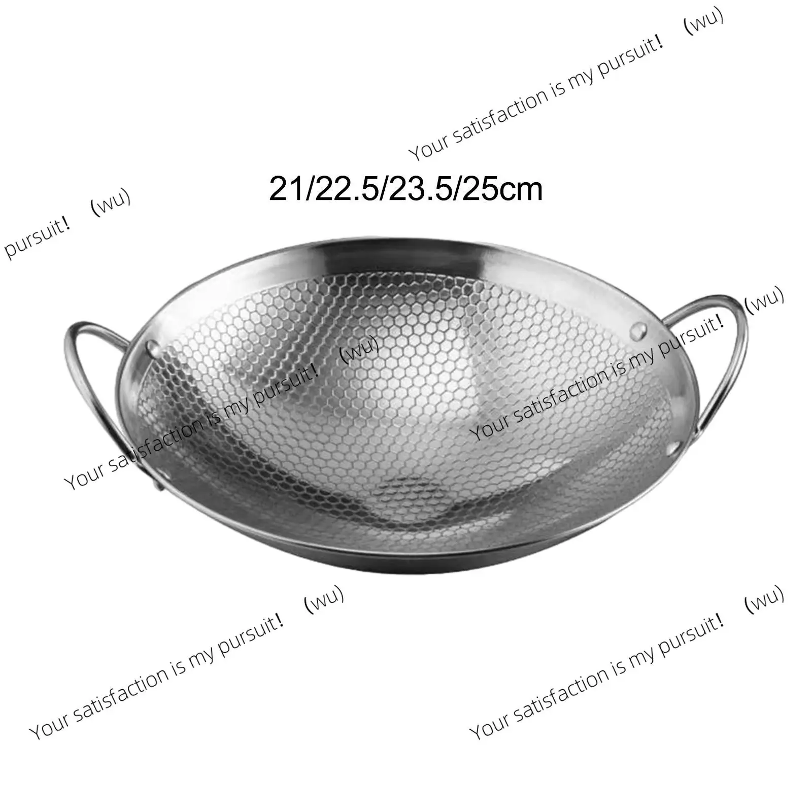 Binaural Chinese non-stick frying pan, stirring stainless steel pan,