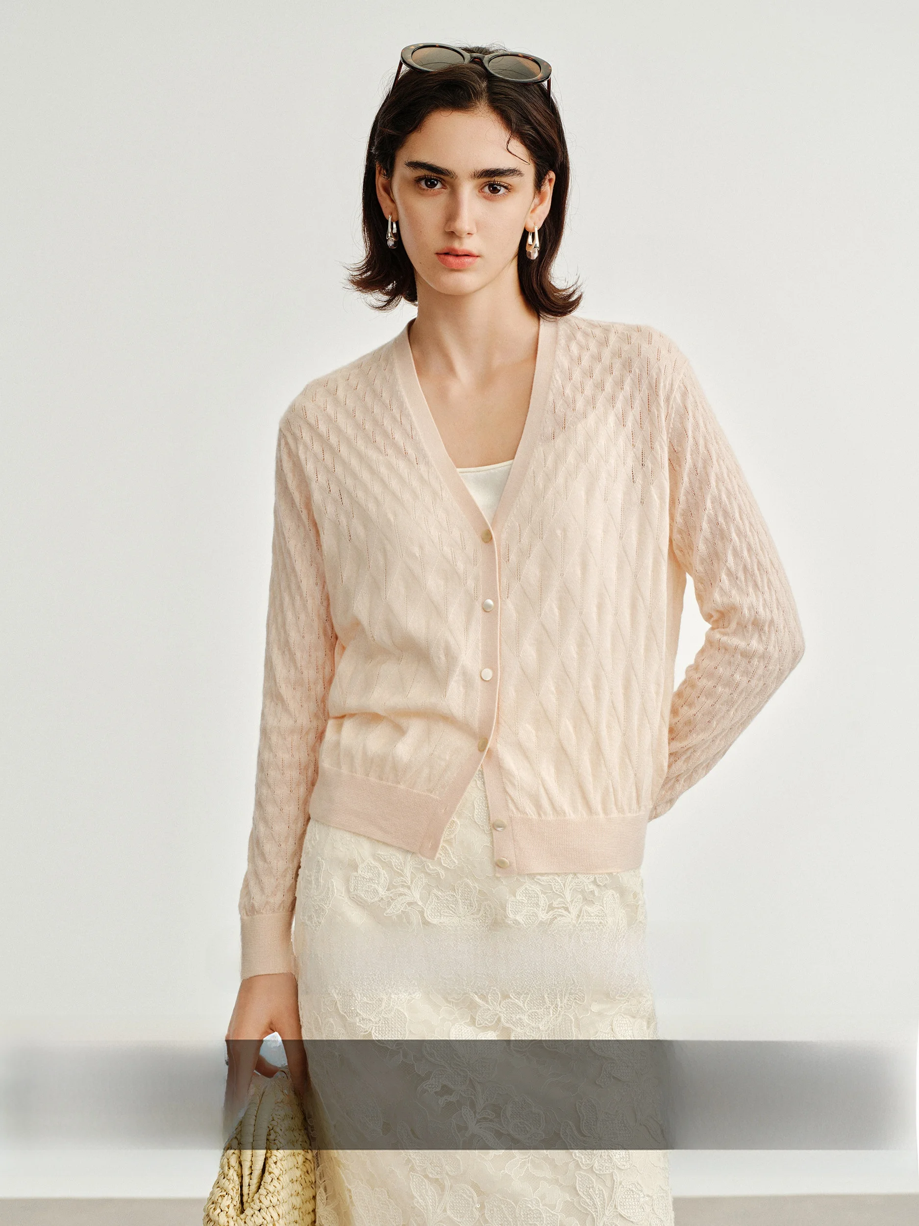 

CA Soft Gold Camere Silk Silk Knitted Open Cardigan Women's Summer Long Sve V-ne Regular Length Commute S...