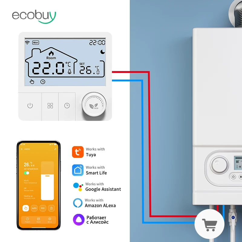 

Tuya Wifi Smart Thermostat Heating Low Power Battery Water Gas Boiler Temperature Controller Smart Life Alexa Google Home Alice