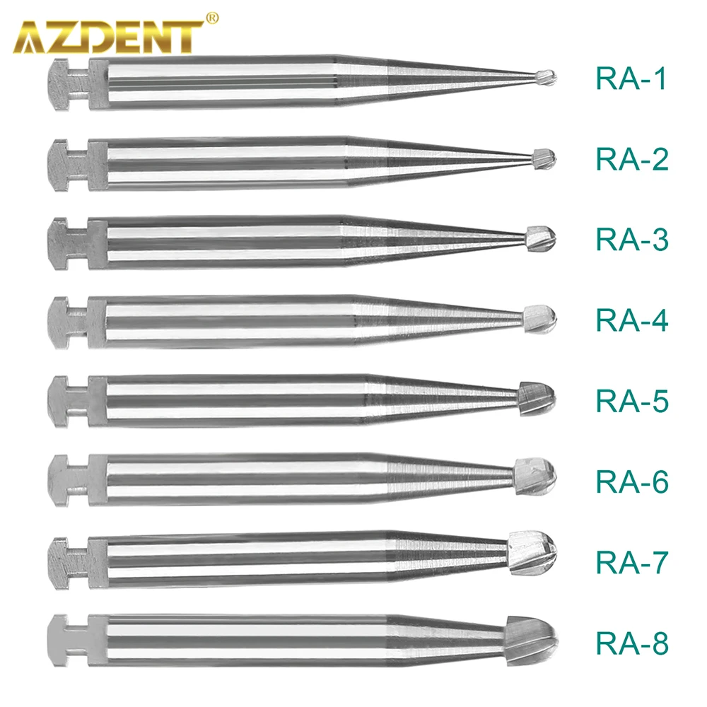 AZDENT-Fraises en Carbure de Tungstène RA de Laboratoire Dentaire, Tête Ronde en Acier pour Pièce à Main à Basse Vitesse, Diamètre de la Tige