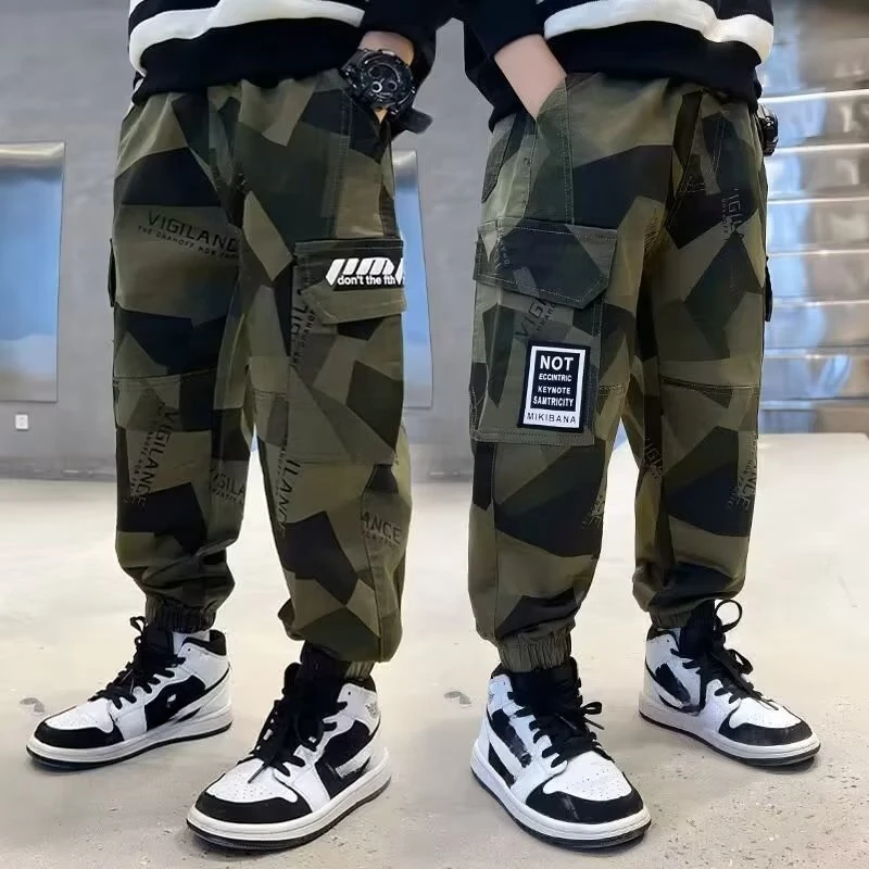 Camouflage Boy Cargo Pants Children Casual Sweatpants Three-dimensional High Visibility Sports Pants Children's Clothing 2024