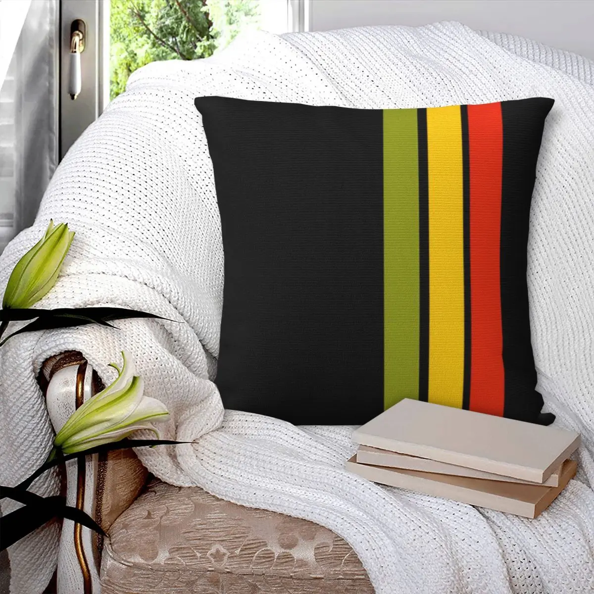 Rasta Lion Stripe  Square Pillowcase Polyester Pillow Cover Velvet Cushion Decor Comfort Throw Pillow For Home Sofa