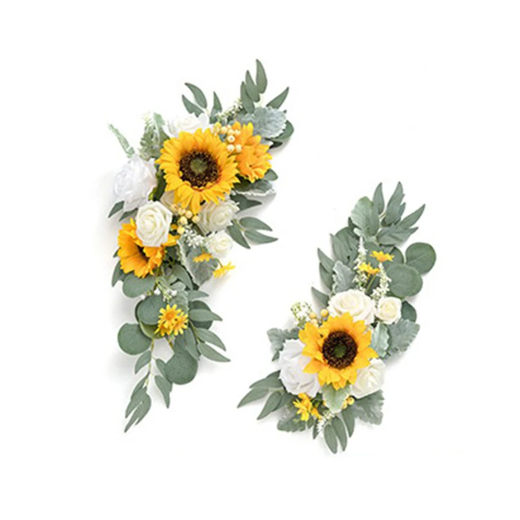 

2 Pieces Wedding Artificial Arch Flower Realistic Scene Layout Banquet Welcome Wall Decoration Background Adornment Type 4