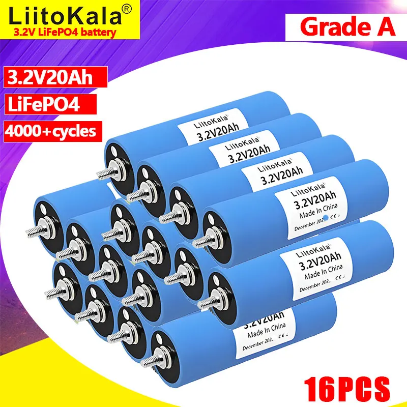 16x Grade A 3.2V 20Ah Battery LiFePO4 Phosphate Cell for 12V 24V Motorcycle Car Motor Batteries Modification Inverter TAX FREE