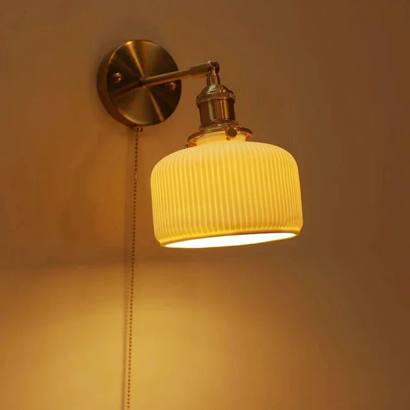 PLLY Nordic mosiężna lampa ścienna do salonu lampka nocna do sypialni nowoczesny Hotel korytarz kinkiet