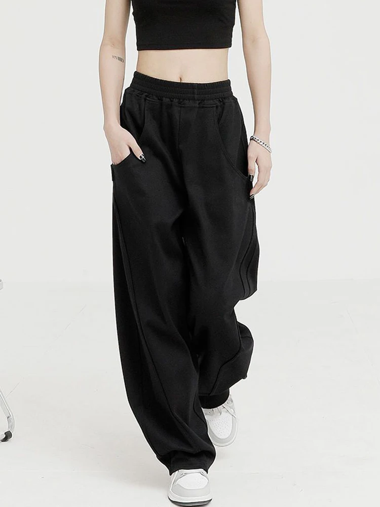 Jmprs Fashion Bf Oversize Sweatpants Streetwear High Waist Women Loose Y2K Wide Leg Pants Korean Vintage Pockets Casual Trousers