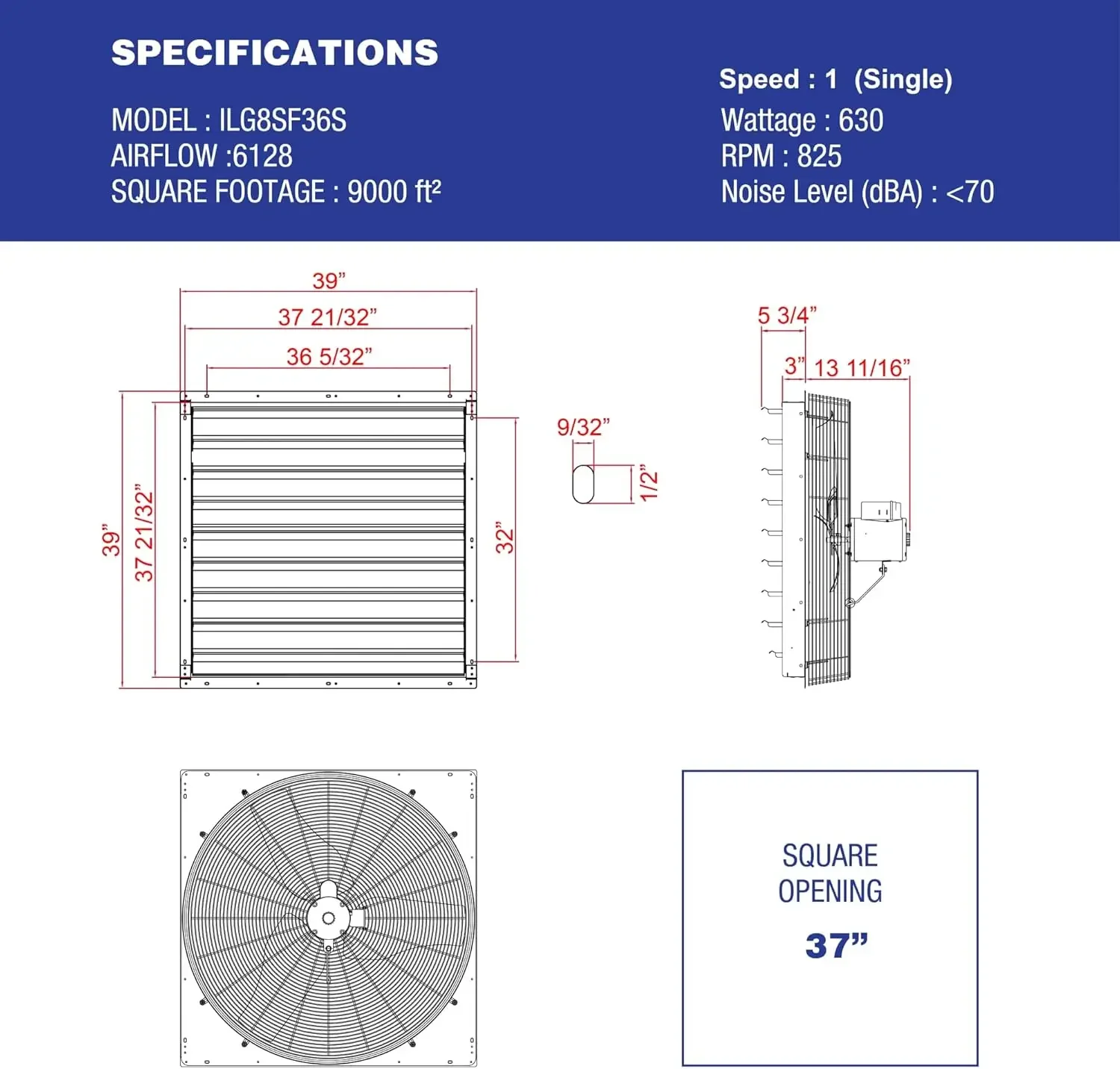 36 "Wand-Abluft ventilator-automatischer Verschluss-Single-Speed-Entlüftung ventilator für Dachboden-, Schuppen-oder Garagen lüftung zu Hause