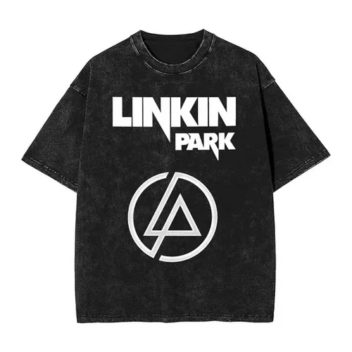 Ropa Unisex de gran tamaño de algodón, camiseta Vintage informal para hombre, camiseta lavada de la banda de Rock American Linkinparked Music Tour, Top Harajuku Y2K
