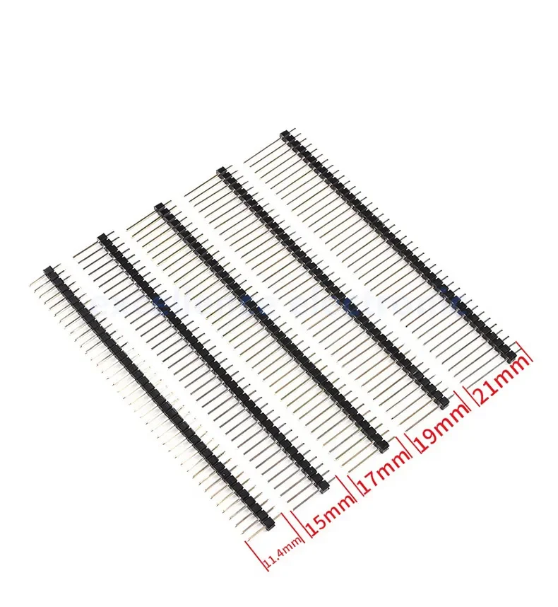 10Pcs 2.54mm Single Row Male 1x40P Breakaway PCB Board Pin Header Long 11/15/17/19/21/25mm Connector Strip Pinheader for Arduino