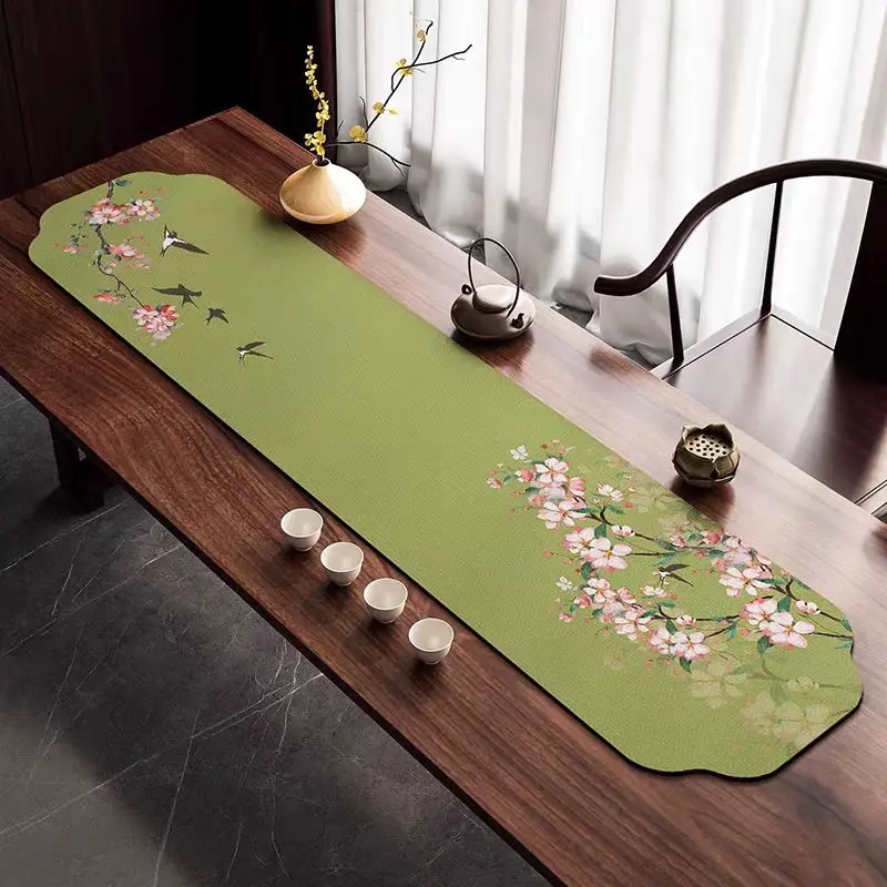 New Chinese Style Zen Table Runner Vintage Tea Table Mat Absorbent Heat Resistant Cuttable Desk Protector