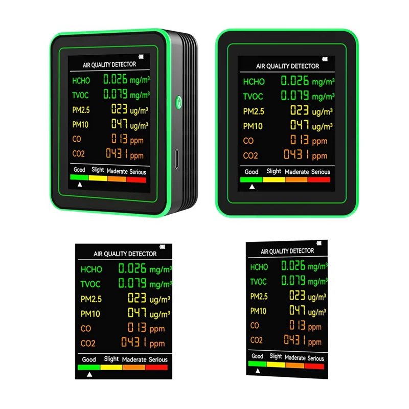 AC56-Calidad del aire 6 en 1 HCHO TVOC CO2 CO PM10 PM2.5 Medidor de gases que detecta inteligente