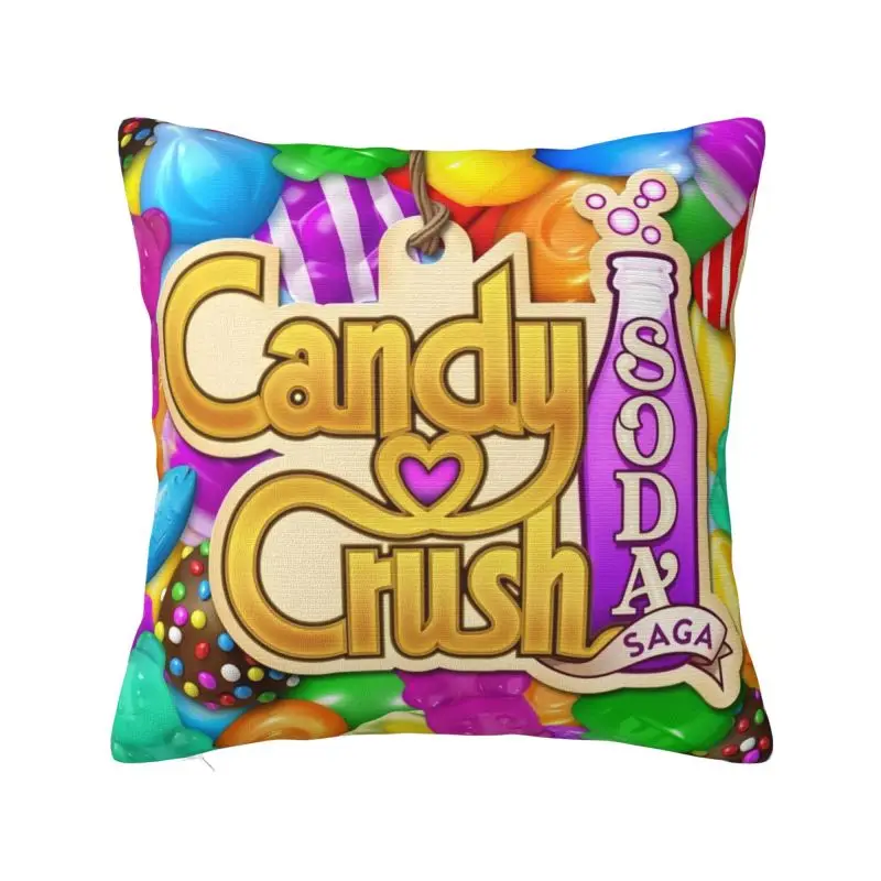 Custom Candy Crush Saga Video Game Colorful Square Pillowcover Home Decor Cushions Throw Pillow for Car Double-sided Printing