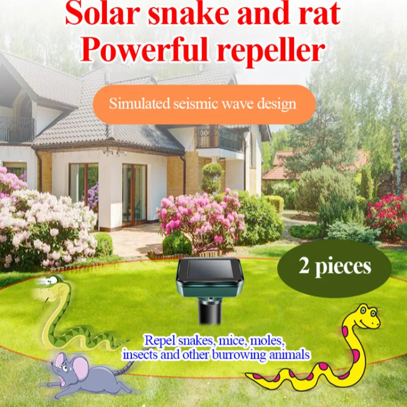 Solar powered mouse repeller drives away mice with sound waves to protect crops