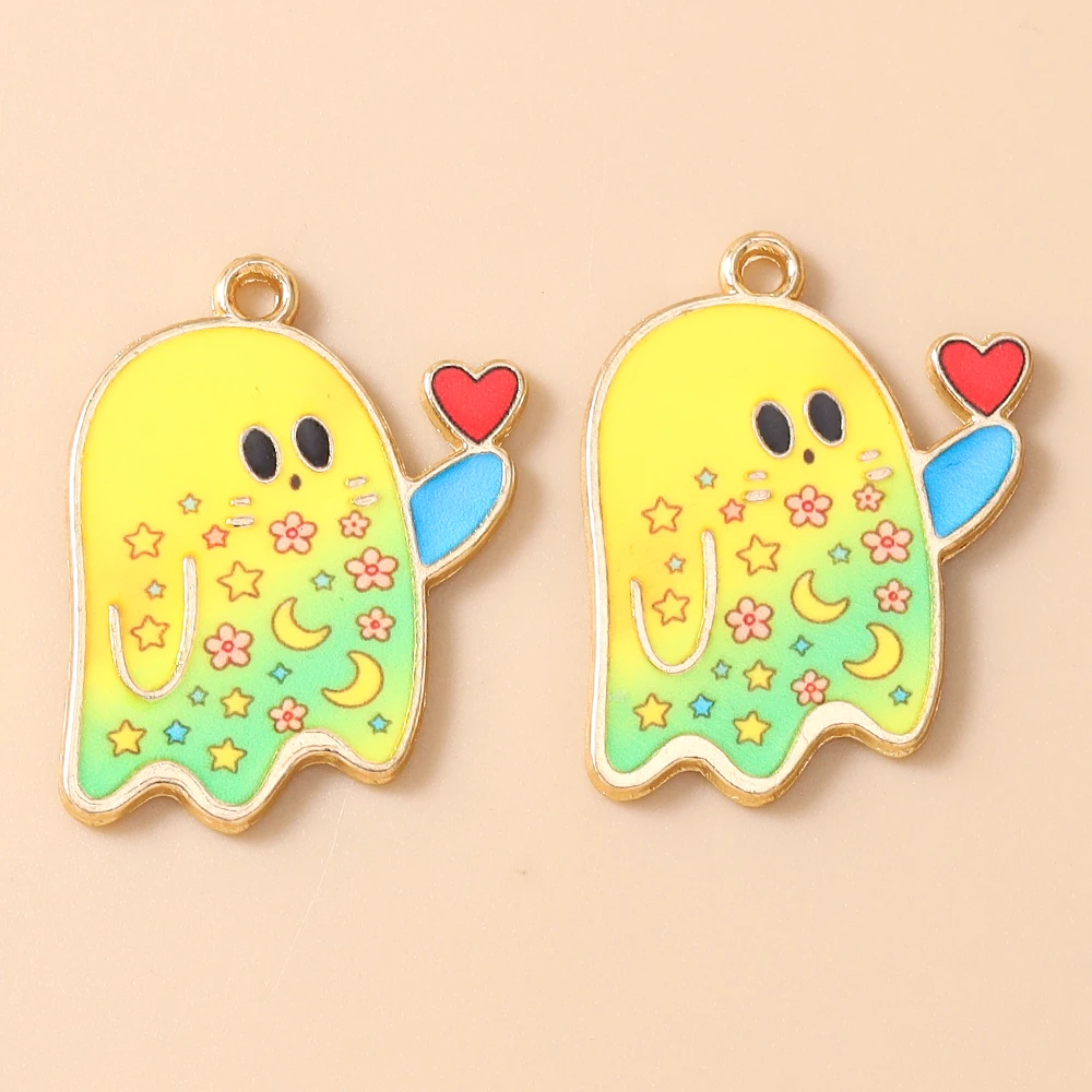 Leslie 20 Stück 19x25mm Niedliche Kawaii-Geister-Charms Halloween-Geister-Anhänger für Schmuckherstellung, Armband, Halskette, Zubehör – Detail 8